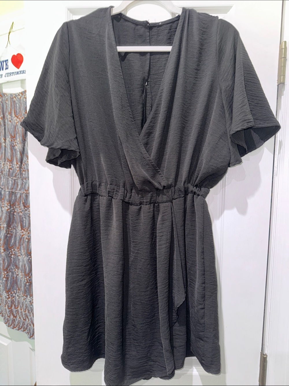 Black Textured Wrap Dress